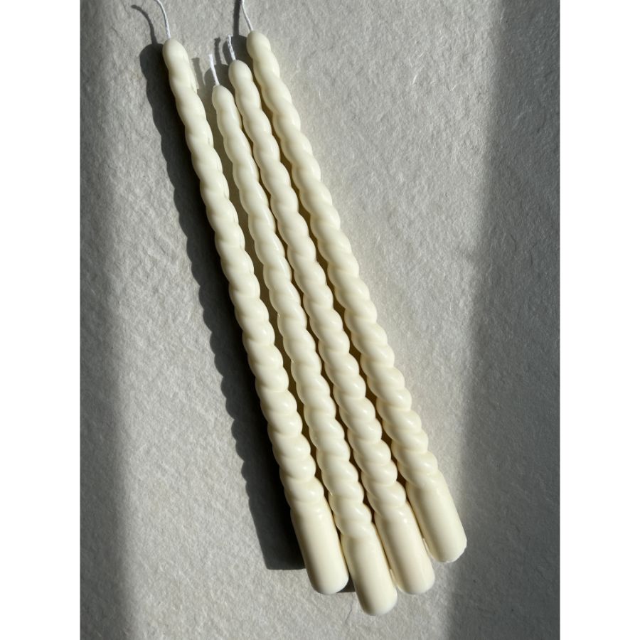Handmade Spiral Taper Candles - set of 2