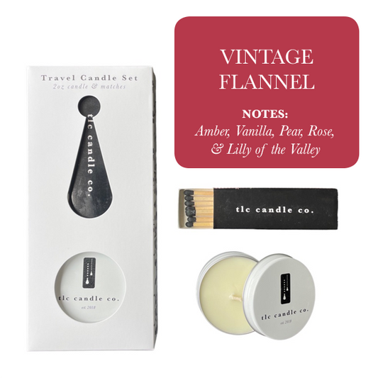 Travel Candle with Matches - Vintage Flannel - Perfect fall or winter gift